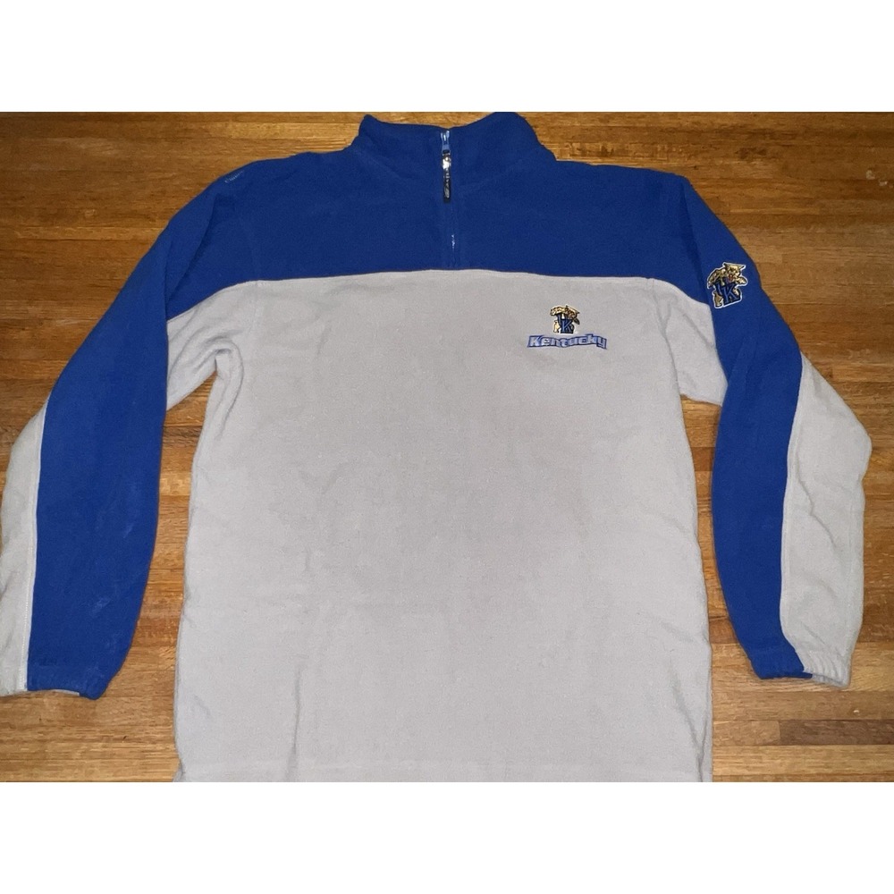 VTG Active LG Gray Blue Kentucky Wildcats UK NCAA Fleece Pullover Sweatshirt‎